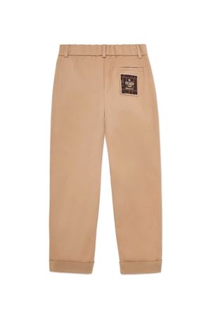 Pantalone junior in gabardina stretch beige FENDI KIDS | JMF458ADEHF1F4G